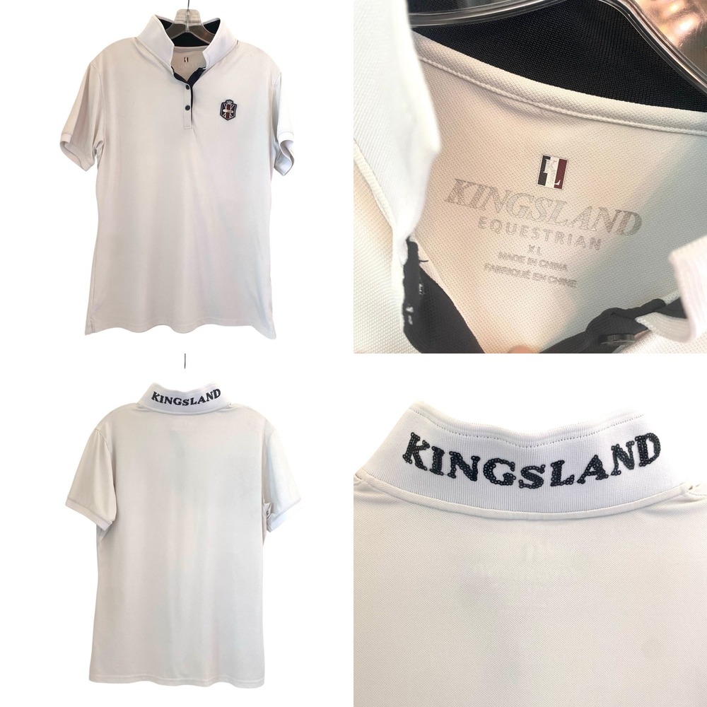 Kingsland Agape Polo Shirt Equestrian XL White Riding Logo‎ Short Sleeve